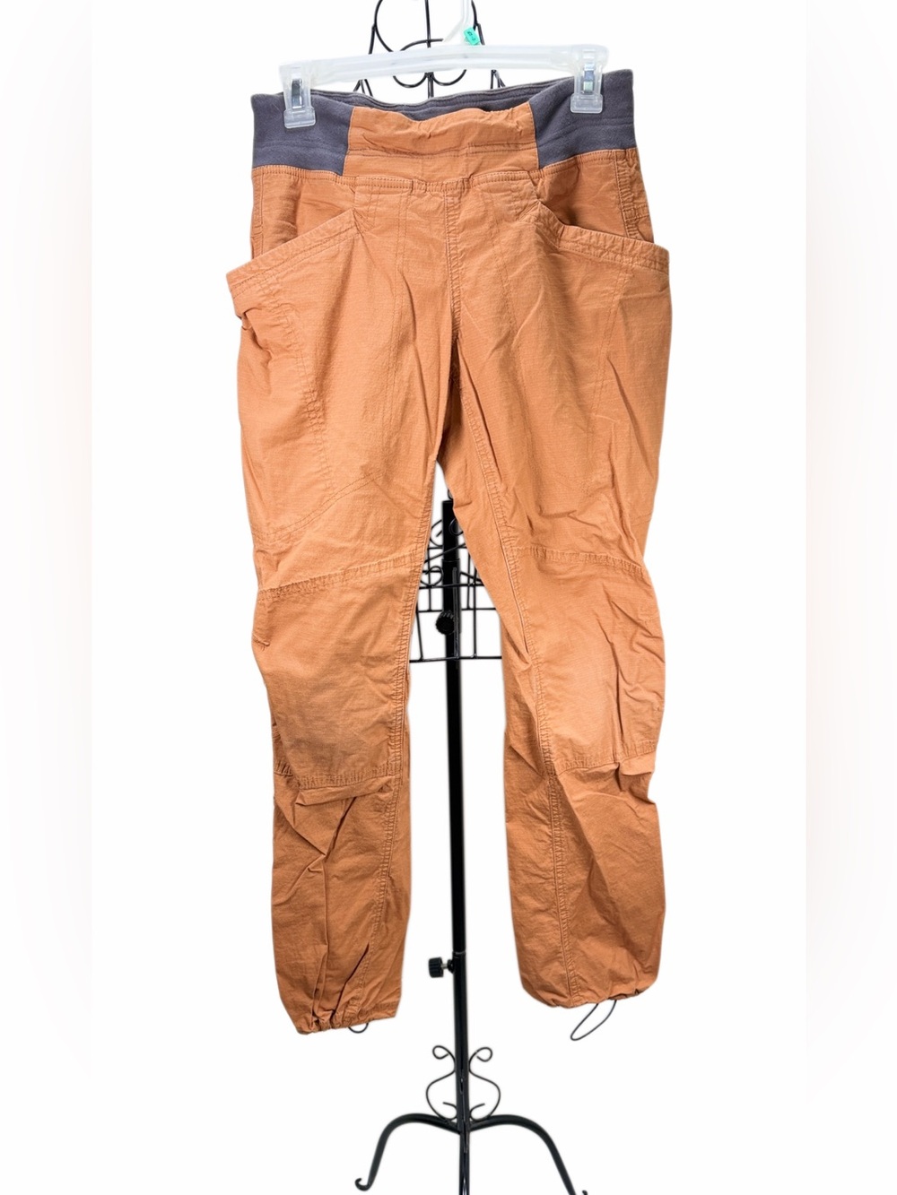Prana Straight Leg Cargo Pants in Tan with Gray Waistband